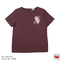 ราคา เสื้อแตงโม SUIKA เสื้อคอตตอนเกาหลี คอปาดกระดุมหลัง 3 เม็ด แขนสั้นลายปัก FS C (20769658828)