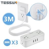 ราคา TESSAN ปลั๊กแบบแบน 3 ฟุตพร้อมช่องเสียบ 4 ช่อง USB 3 ช่อง USB C 1 ช่อง Cruise Essentials Mini Travel Power Strip อุปกรณ์ป้องกันไฟกระชากแบบพกพา Home Office Hotel Cruise Essentials (20803056097)
