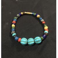 ราคา ลูกปัดหลากสีโบราณสร้อยข้อมือสีฟ้าเม็ดมะย8มิล (13177871445)