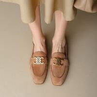 ราคา Ins original The new coach a leather loafers retro metal buckle on single shoes with flat bottom (16210574359)