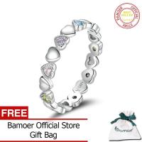 ราคา BAMOER แหวนรักสีรุ้งเงินแท้925ประดับคริสตัลรูปหัวใจเงินสำหรับสุภาพสตรีเครื่องประดับแฟชั่นหมั้น SCR140 (16459049735)