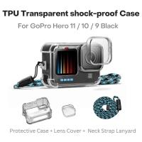ราคา Anti fall Case for GoPro Hero 12 11 10 9 Black Transparent TPU Shockproof Housing Cover Lens Protective Lanyard for Gopro 12 11 10 9 (13302766920)