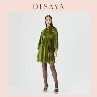 ราคา DISAYA Oversize Crystal Badge Velvet Dress ชุดเดรสแขนยาวผ้ากำมะหยี่ (16098873818)