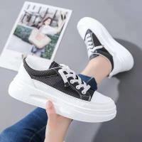 ราคา กีฬารองเท้า รองเท้าผ้าใบ สไตล์เกาหลีสไตล์ใหม่สบายๆหนา รองเท้าสีขาว สีขาวนักเรียนลำลองหนัง PU สีทึบระบายอากาศ รุ่น LA290 (17955315892)