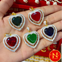 ราคา จี้พลอยหัวใจ สีเขียวมรกต สีแดงทับทิม สีแดงโกเมน สีเขียวหยก สีน้ำเงิน กว้าง25มิลลิเมตร นพคุณห้างทอง (19229660563)