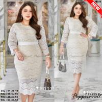 ราคา งานป้าย พรีเมียม นำเข้า เดรสลูกไม้สาวอวบ กระโปรงทรงสอบเข้ารูป ดูผอม ดูเพรียว ไซส์ถึง50 BigSize Peppermint 638 (17962179161)