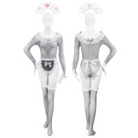 ราคา ชุดบอดี้สูทตาข่าย ชุดคอสเพลย์เมด บอดี้สูทแขนยาว ปาดไหล่ เเต่งลูกไม้ NC 1208 (20043925838)