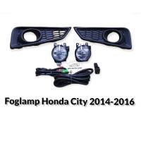 ราคา ไฟตัดหมอก honda city 2014 2015 2016 สปอร์ตไลท์ ฮอนด้า ซิตี้ foglamp honda city 2014 2016 ฝาครอบดำ และ ฝาครอบวงแหวนชุบ (10774207678)