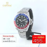 ราคา CATOTAC นาฬิกาข้อมือผู้หญิงหน้าปัดดำ สายสแตนเลส รุ่น GA 98028 (14834676168)