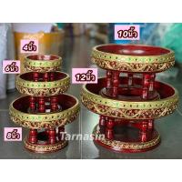 ราคา ขันโตกสีแดง พานขันโตก ขันโตก ขันโตกไม้ ขนาด 4681012นิ้ว (17189594576)