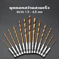 ราคา ชุดดอกสว่าน สวมเร็ว เคลือบไทเทเนียม จำนวน 13 ชิ้น โลหะ ไม้ Set of 13 quick fit drill bits titanium coated metal wood (20826873331)