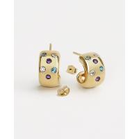 ราคา Open on Museum Freckle Gems Hoops ต่างหูห่วงแบบมีแป้น ประดับพลอยหลายสี (20874329479)