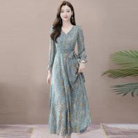 ราคา เตรียมจัดส่ง ชุดเดรสแขนยาว คอวี ผ้าชีฟอง เอวยางยืด ลายดอกไม้ แฟชั่นฤดู (12660524086)