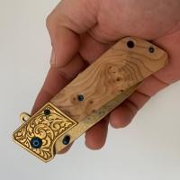 ราคา มีดพก มีดพับ มีดแคมป์ปิ้ง มีดเดินป่า มีดสะสม ด้ามจับไม้แท้ ระบบสปริงค์ดีดใบมีด (4023884143)