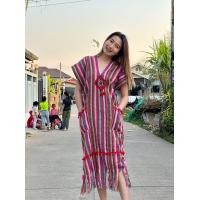 ราคา เดรสผ้านากา ผ้าทอมือ เดรสกระเหรี่ยง รุ่นยาวพิเศษ (17483629895)