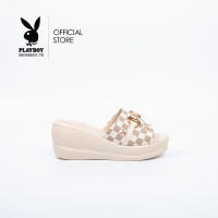ราคา PLAYBOY รองเท้าเเตะส้นหนา ลิขสิทธิ์แท้รุ่น ST H224C1113 CR ดีไซน์แบบสวมลายตาราง สีครีม (17323243922)