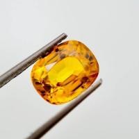 ราคา พร้อมส่ง พลอยบุษราคัม Yellow Sapphire 3 59 กะรัต ทรงคุชชั่น สีเหลืองทอง สะอาด IF พลอยจันทร์ G039 (20569082670)
