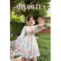 ราคา งานป้าย Bellita การันตีเสื้อผ้าคุณภาพ เดรสสั้นแขนยาวสีครีมพิมพ์ลายดอกไม้ (20534848751)