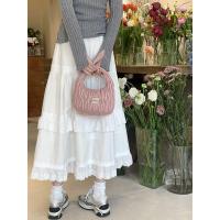 ราคา เสื้อผ้าแฟชั่นผู้หญิง สีขาว กระโปรงผู้หญิง ลูกไม้ กระโปรงทรงเอ (20681687053)