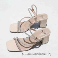 ราคา 25twentyfives Laila ส้นเพชร รองเท้าส้นสูงรัดส้น สูง2 1นิ้ว (19635211530)