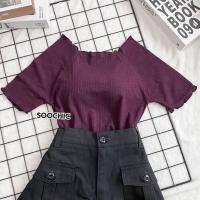 ราคา 020 เสื้อครอป ปาดไหล่ คอหยัก แขนหยัก ครอปเก๋ น่ารัก ผ้ายืดใส่สบาย ผ้าร่องเล็ก สาวๆไม่ควรพลาดฮิตสุด (16434368297)