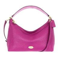 ราคา กระเป๋าสะพายข้าง Coach แท้ หนังแท้ทั้งใบ หนังนิ่มสวย สายหนัง มีสายยาว COACH 36628 LEATHER CELESTE CONVERTIBLE HOBO BAG Cranberry สีม่วง (1298520065)