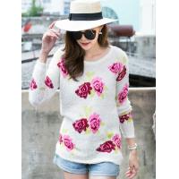 ราคา พร้อมส่ง เสื้อกันหนาว เสื้อไหมพรม เสื้อขนมิ้นลายกุหลาบ น่ารักฟรุ้งฟริ้ง (4940764832)