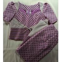 ราคา ชุดมอญผ้าฝ้ายลายมอญเสื้ออก38 40ผ้าถุงตะขอเกี่ยวเอว34ปรับได้ (19987793420)