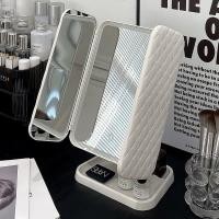 ราคา กระจกแต่งหน้าตั้งโต๊ะ พร้อมไฟ led แบบพับได้ พร้อมกล่องเก็บไฟ สไตล์เจ้าหญิง (20699185242)