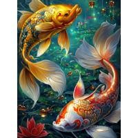 ราคา 30x40ปลาคราฟสีทองการออกแบบที่สร้างสรรค์ซม ภาพวาดบนผ้าใบรูปปลาของขวัญภาพติดผนังบ้าน ไร้กรอบ (20769538512)