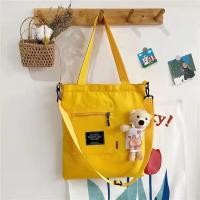 ราคา กระเป๋าผ้า หมีน้อย หน้าซิป กระเป๋าสะพาย แคนวาส เนื้อหนา ใบใหญ่ กระเป๋าเกาหลี กระเป๋า แฟชั่น น่ารัก หมี ตุ๊กตา (10729379068)