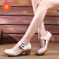 ราคา Y HE เกาหลีสไตล์โมเดิร์นเต้นรำFlamencoนิ้วเท้าทรงกลมส้นสูงหนาสั้นรองเท้าออกซ์ฟอร์ดส้นสูง 6ซม 2 4นิ้วสีน้ำตาล สีแดง สีดำ สีขาว (15706245603)