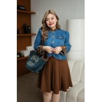 ราคา SSD92 เซตยีนส์กระโปรงน้ำตาล เสื้อผ้าพลัสไซส์ Plussize Fashion ชุดคนอ้วน แฟชั่นสาวอวบ (20971720855)