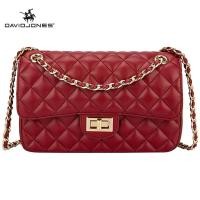 ราคา HOT David jones paris กระเป๋าสะพายหนัง สีดำ สายโซ่ แฟชั่นสำหรับผู้หญิง (19729117312)