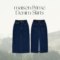 ราคา maison KEEPS Prime Denim Skirts กระโปรงยีนส์ เอวสูง ป้ายหนังแท้ (20713971647)