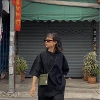 ราคา Black Mandarin Collar Shirts เสื้อคอจีนสีดำ Oversize blm (20448515429)