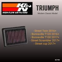 ราคา กรองอากาศยี่ห้อ K N TB 9016 สำหรับ Triumph Street twin T120 T100 Street cup Street scrambler ปี 16 ขึ้นไป (9143613809)