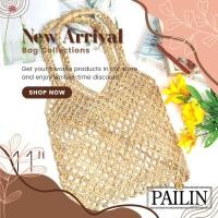 ราคา กระเป๋าถัก กระเป๋าสาน กระเป๋าถักเชือกปอสีธรรมชาติ กระเป๋าใส่ของเอนกประสงค์ (8118814421)