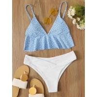 ราคา ชุดว่ายน้ำเสื้อครอปเอวลอยสีฟ้า ลายหัวใจ กางเกงกึ่งเอวสูง พร้อมส่งในไทย (21021551872)