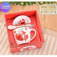 ราคา AT SuperShop ชุดแก้วหัวใจ คละลาย แก้วเซรามิค ลายหัวใจ แก้ว แก้ว จาน ช้อน (5971592397)