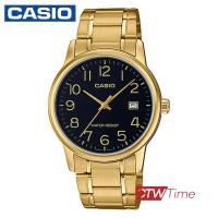 ราคา Casio Standard นาฬิกาข้อมือสุภาพบุรุษ สายแสตนเลส รุ่น MTP V002G 1BUDF สีทอง หน้าดำ (190442938)