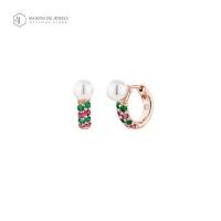 ราคา Maison de Jewels Christmas MOP Huggies Earring ต่างหูคริสต์มาส ต่างหูเงิน โรสโกลด์ ต่างหูมุก ดีไซน์ เพชร CZ (20618307246)
