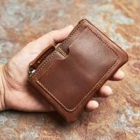 ราคา NASVA Crazy Horse Leather Wallet Men S Retro Zipper Short Wallet Simple Card Holder Casual Small Handbag (21015663831)