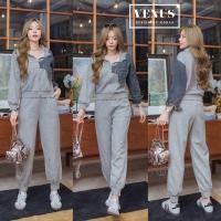 ราคา เซตผ้าวอร์ม แขนยาว กางเกงขายาว ตัวเสื้อแต่งซิปด้านหน้าผ้ายีนเนื้อดี กางเกงปลายขาแต่งจั๊ม (21033759710)