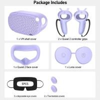 ราคา เคสฝาครอบป้องกันซิลิโคนสำหรับชุดหูฟัง Oculus Quest 2 VR แผ่นปิดตาที่จับฝาครอบปุ่มจับอุปกรณ์เสริม VR (21170400451)