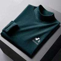 ราคา เสื้อยืดแขนยาวสำหรับผู้ชายเสื้อยาวปิดถึงก้นกำมะหยี่กึ่งเสื้อยืดคอเต่าลำลองสองด้านทรงเข้ารูป (20160770963)