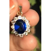ราคา จี้เคลือบเงินด้วยหินไพลินสีน้ำเงิน Silver coated pendent with blue sapphire stone (21122501819)