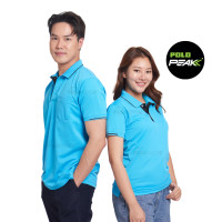 ราคา เสื้อโปโลสีฟ้า ปกริ้วดำ polopeak (16923459959)