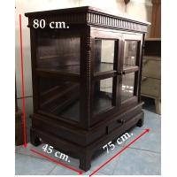 ราคา ตู้ ตู้ไม้สัก ตู้ไม้สักทองลายไทย ตู้กระจก ตู้ไม้สัก 2 ชั้น 1 ลิ้นชัก สีโอ๊ค โต๊ะวางของเอนกประสงค์ มี 2 ขนาดให้เลือก โต๊ะวางทีวี ตู้ใส่ขอ (11679600300)