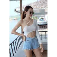 ราคา 2BEll Body suit ปาดไหล่แขนยาวข้างเดียวแล้วยังเว้าเอวอีกสวยสบัดไปเลยจ้า JJ6 (19541902057)